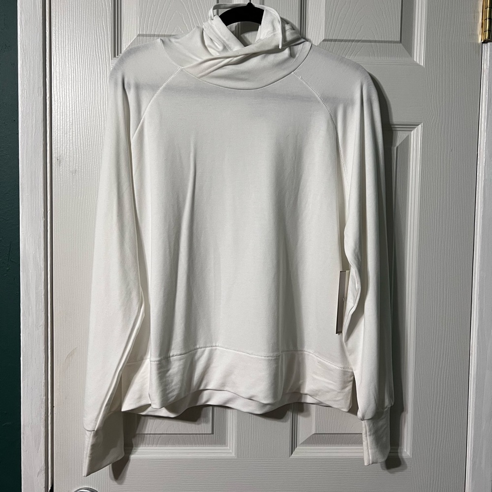 Lightweight white pullover hoodie